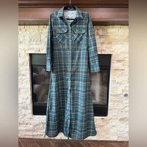 Modesees Plaid Button-Front Maxi Dress
